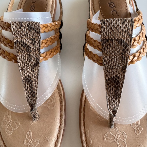 B O C Sandals, 9, Shades of tan w/ faux snake, Adjustable heel strap NWOT - Picture 2 of 5